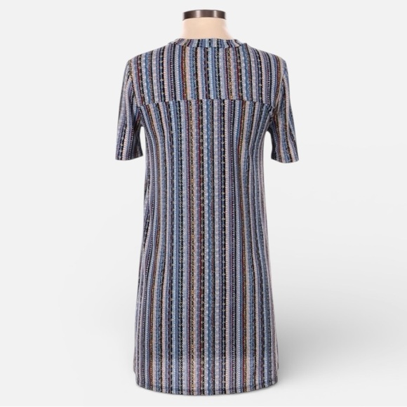 BCBGeneration Striped Swing Dress Size XS Blue Knit Short Sleeve Casual - Picture 3 of 6